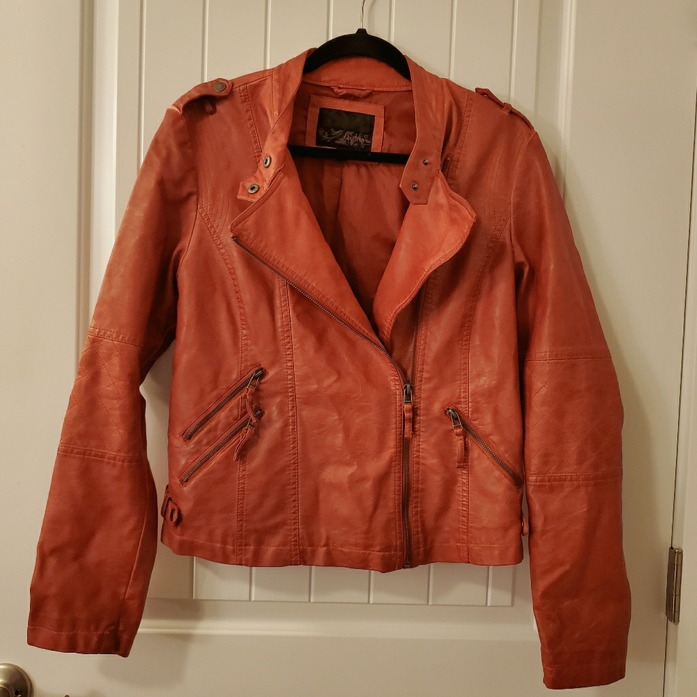 Burnt Orange Faux Leather Jacket